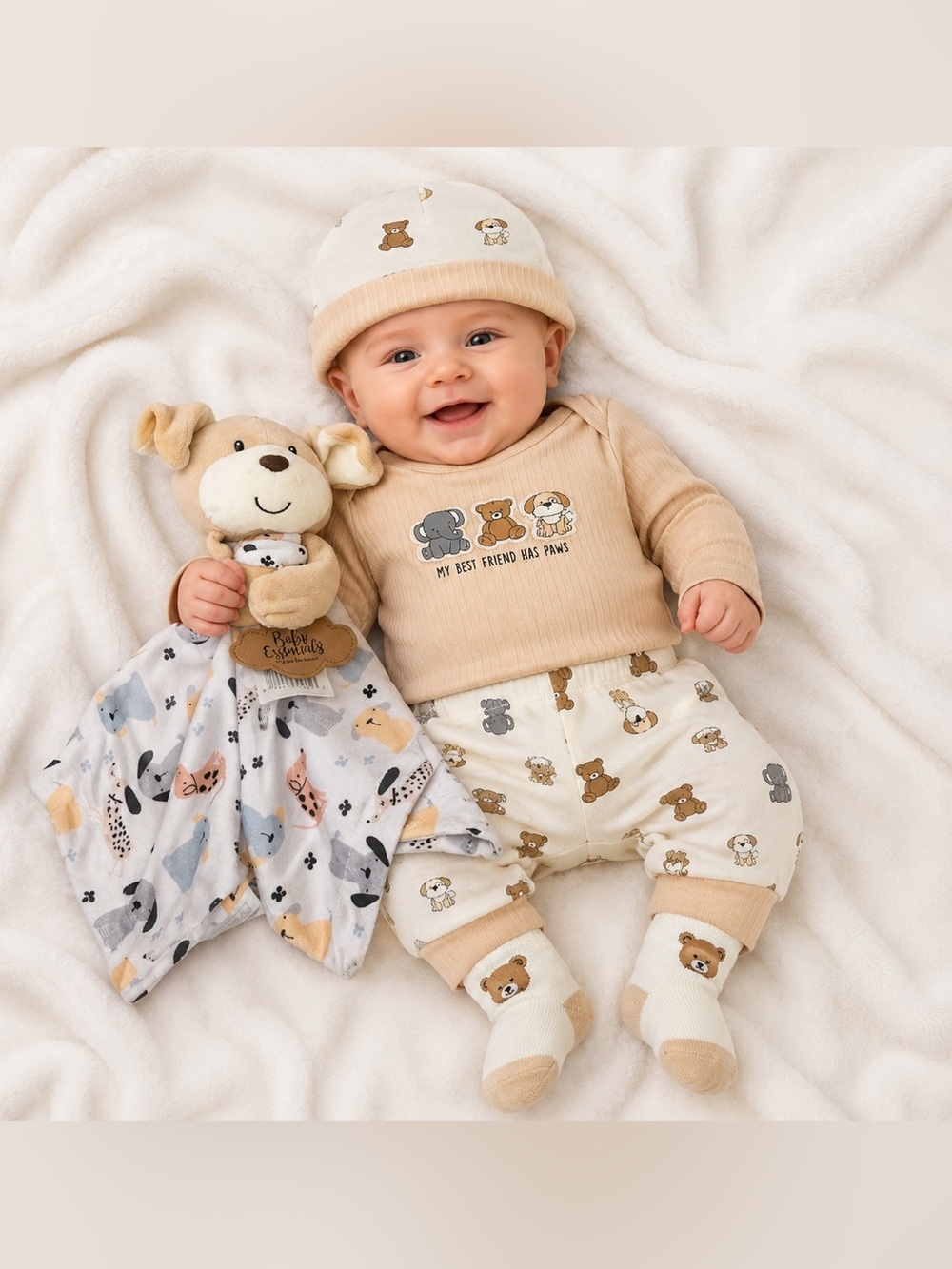 NWT Baby Essentials My best friend has paws 5pc set includes dog lovey.